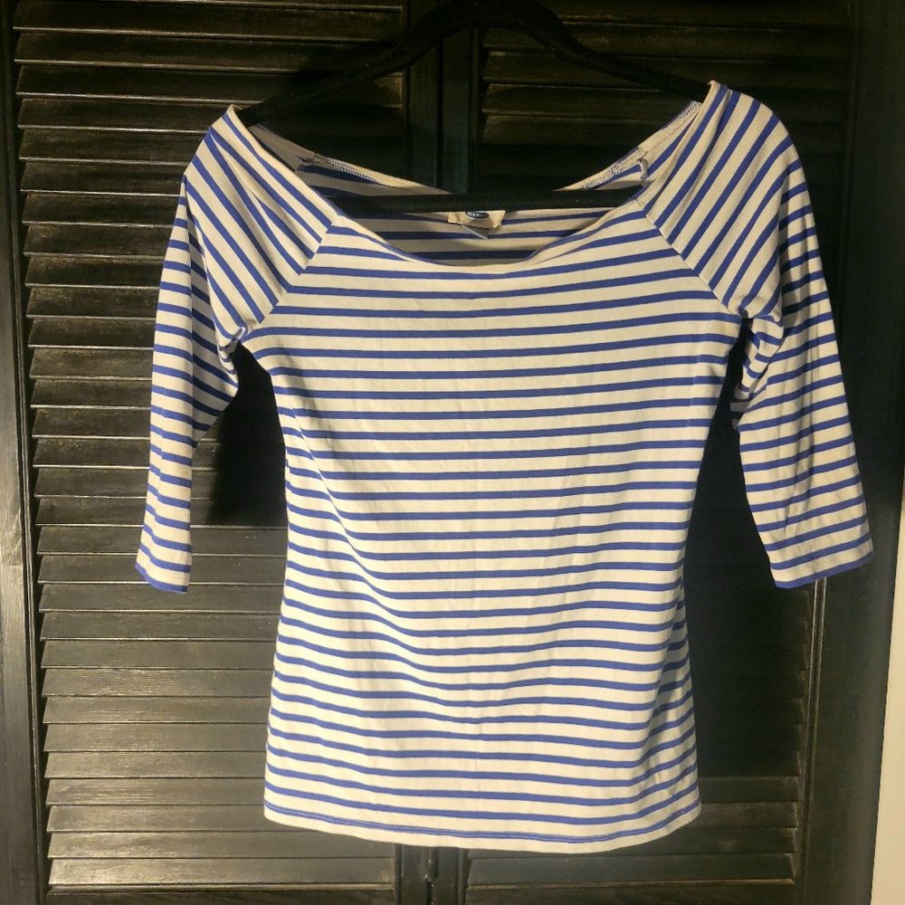 Old Navy - Bright Blue Striped Boat Shirt - Size S